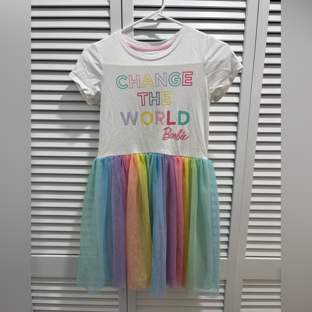 Barbie "Change the World" Rainbow Tulle Dress - Girls Size Large (10/12)
